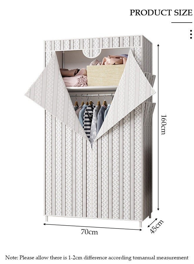 DURKU Portable Clothes Closet with Side Pockets, Fabric Wardrobe for Hanging Clothes, Freestanding Garment Organizer with Sturdy Fabric Cover, Closet Clothes Organizer with Zipper for Bedroom, Cloakroom Sturdy and Easy Assemble - Image 4